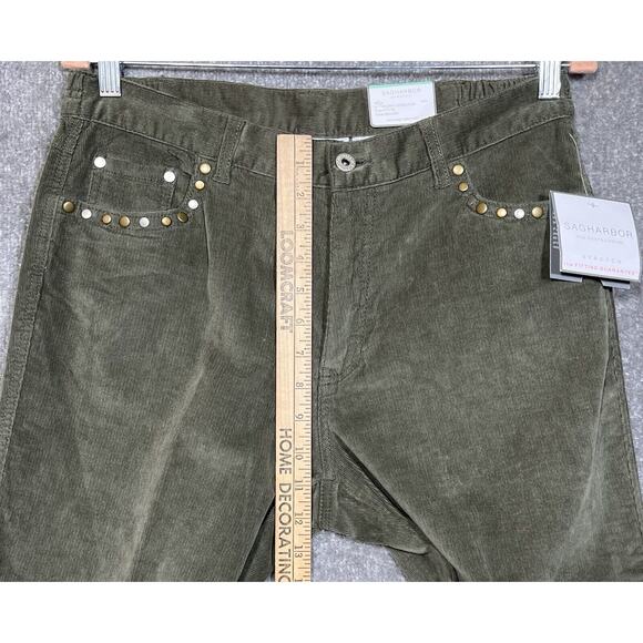Sag Harbor Stretch Corduroy Bootcut Jeans Pants Womens Size 8 Green Pockets NWT - Picture 9 of 11